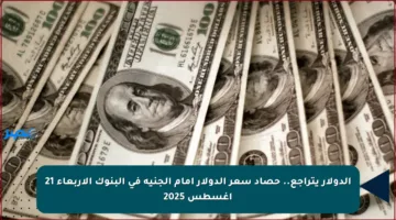 الدولار يتراجع.. حصاد سعر الدولار أمام الجنيه في البنوك الأربعاء 21 أغسطس 2025